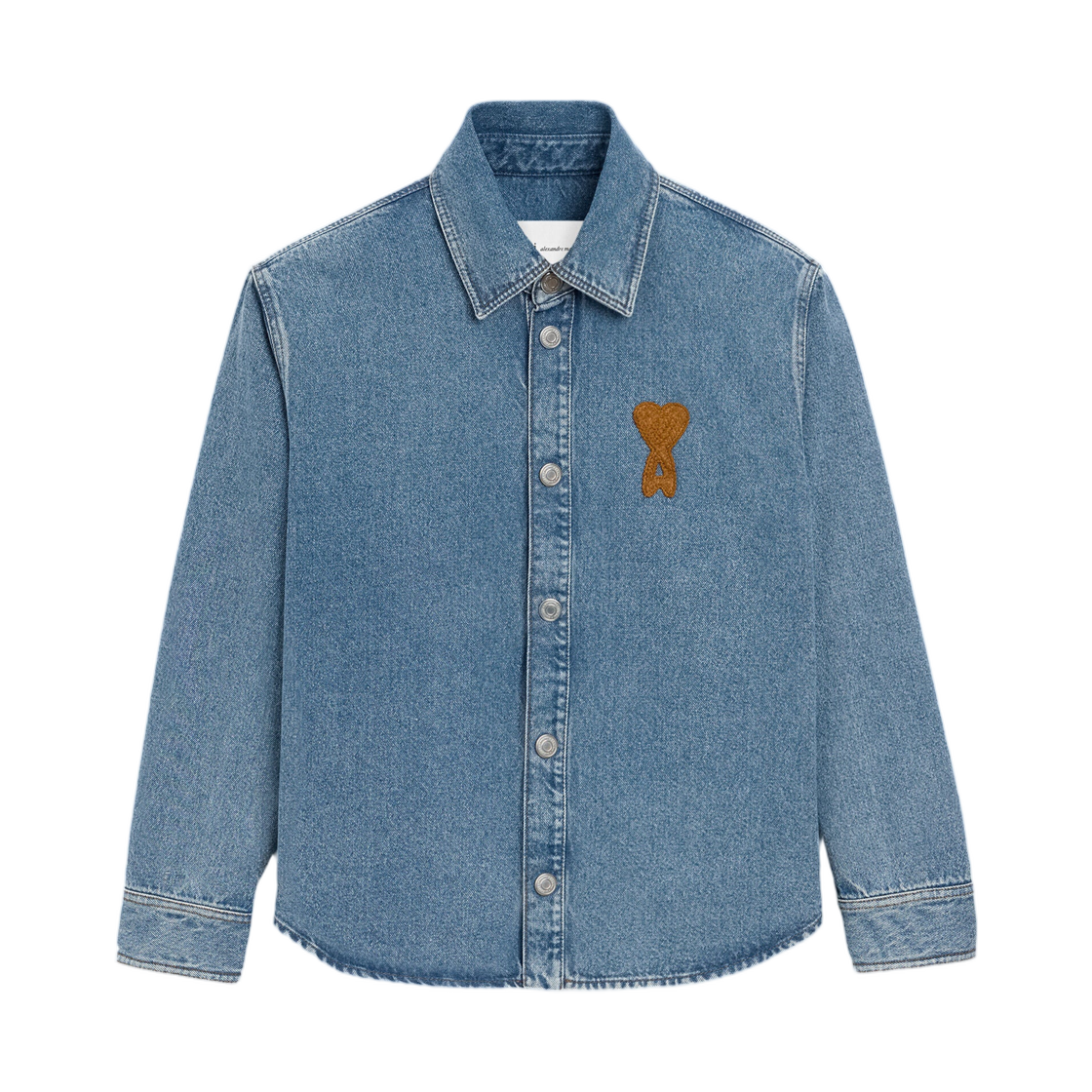 아미 블루 코튼 니트 아미 드 하트 오버셔츠 유즈드 블루(AMI Blue Cotton Knitted Ami De Coeur Overshirt Used Blue)