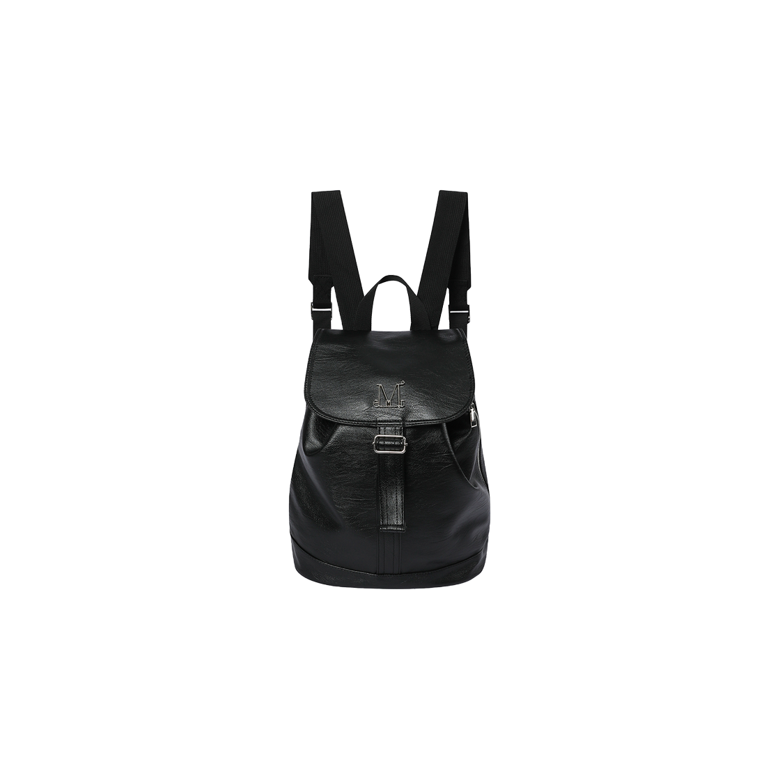 무센트 뮤트 메탈 로고 레더 미니 백팩 남녀공용 블랙(MUCENT Mute Metal Logo Leather Mini Back Pack Unisex Black)