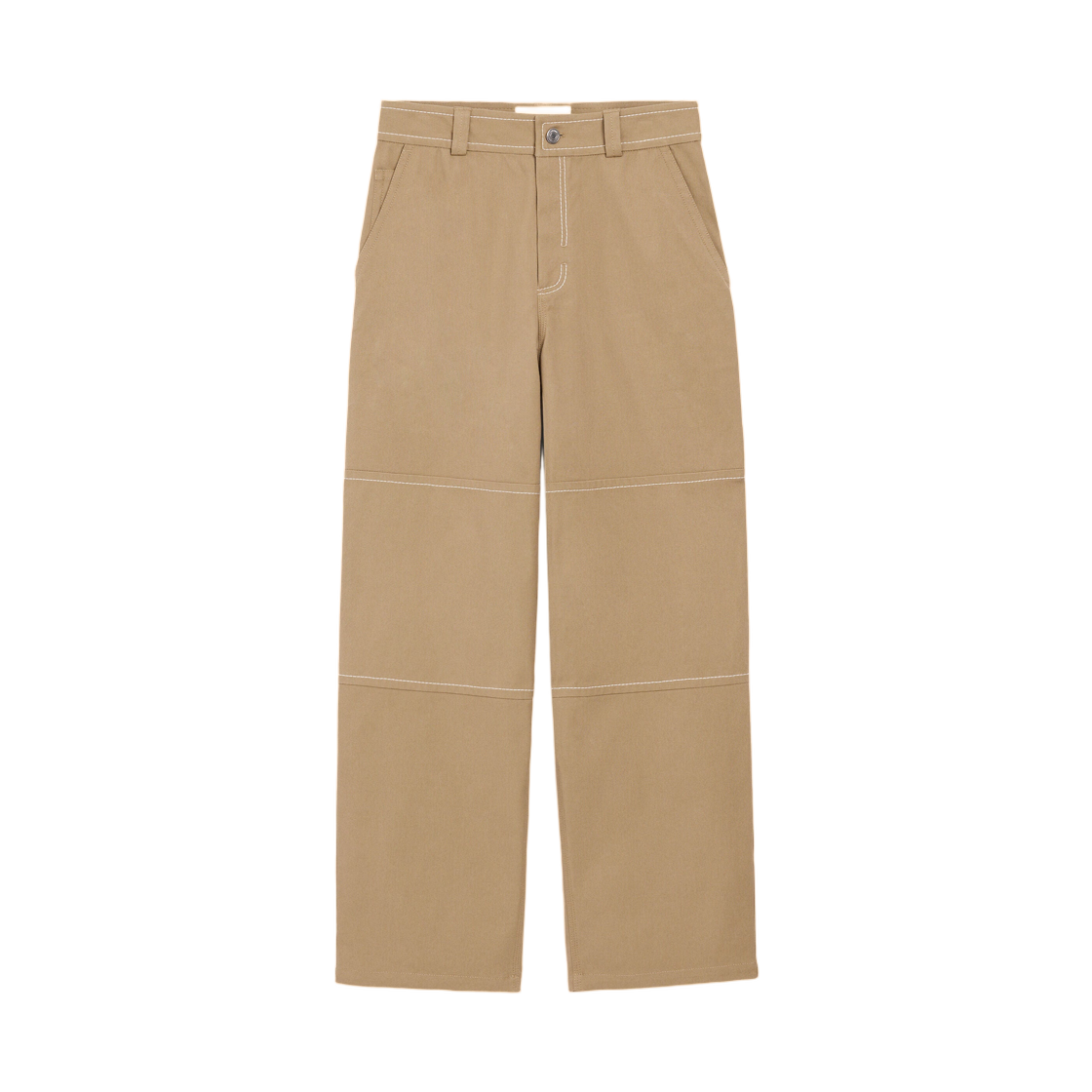 HTR864-CO0211-A036 AMI Beige Cotton Worker Trousers Taupe Beige