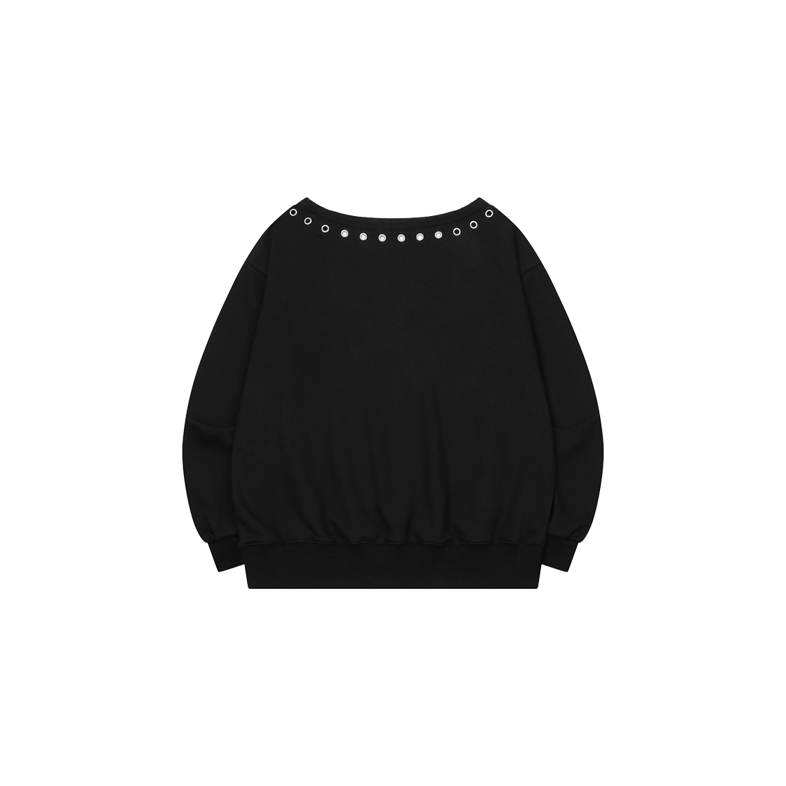 무센트 뮤크 메탈 로고 하트 패치 아일렛 포인트 원 숄더 맨투맨 블랙(MUCENT Muke Metal Logo Heart Patch Eyelet Point One Shoulder MTM Black) - 2