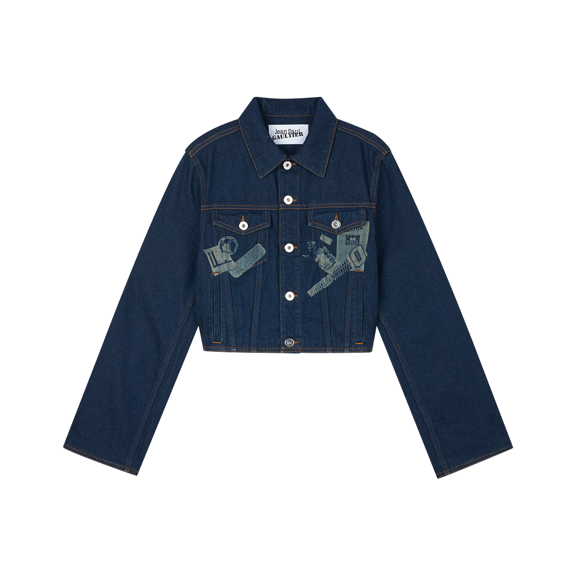 장 폴 고티에 우먼 데님 자켓 위드 트롱프뢰유 프린트 빈티지블루 - 26SS(Jean Paul Gaultier Women Denim Jacket With Trompe L'Oeil Print Vintageblue - 26SS)