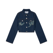 Jean Paul Gaultier Women Denim Jacket With Trompe L'Oeil Print Vintageblue - 26SS