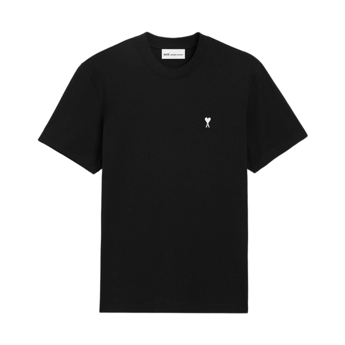 아미 블랙 코튼 아미 드 하트 티셔츠 블랙 화이트 크림(AMI Black Cotton Ami De Coeur T-Shirt Black White Cream)