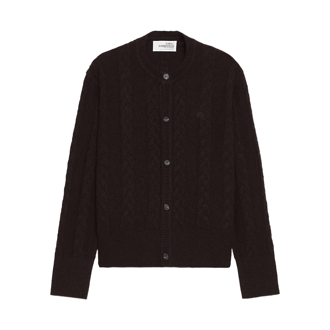 자라 x 소시오츠키 케이블 니트 울 가디건 초콜릿(Zara x Soshiotsuki Cable Knit Wool Cardigan Chocolate)