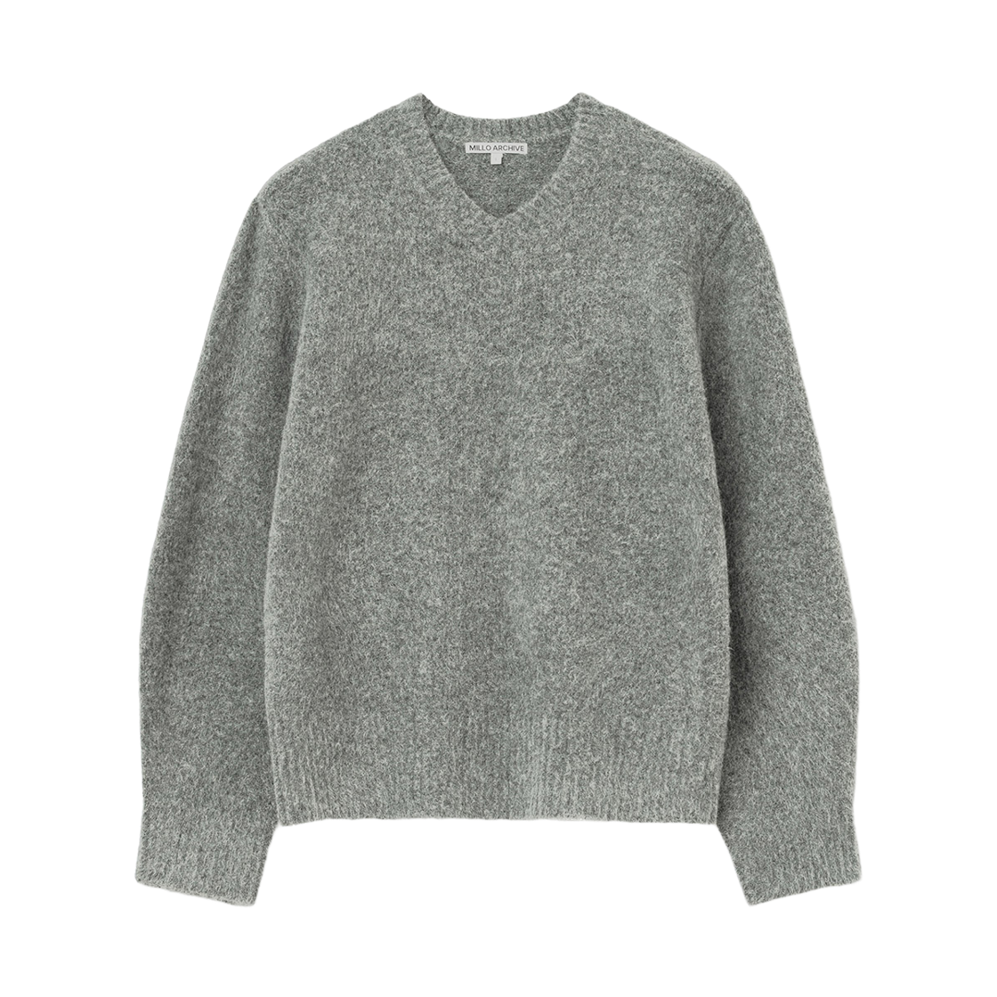 ML663MGR Millo Archive Crop Silhouette Vneck Knit Melange Gray