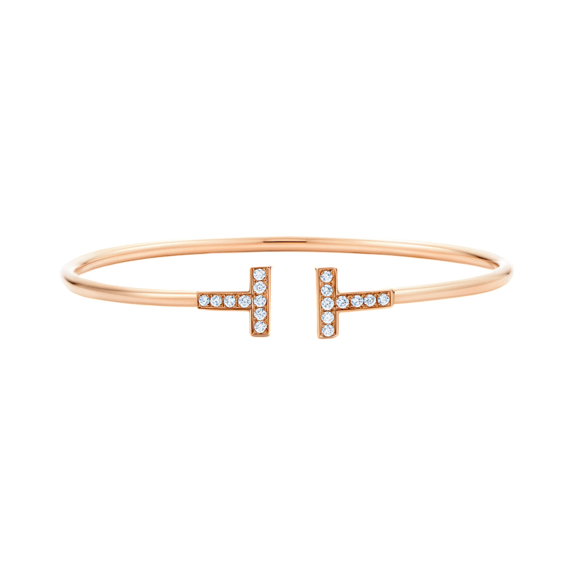 티파니 앤 코 T 다이아몬드 와이어 브레이슬릿 18K 로즈 골드(Tiffany & Co. Tiffany T Diamond Wire Bracelet 18K Rose Gold)