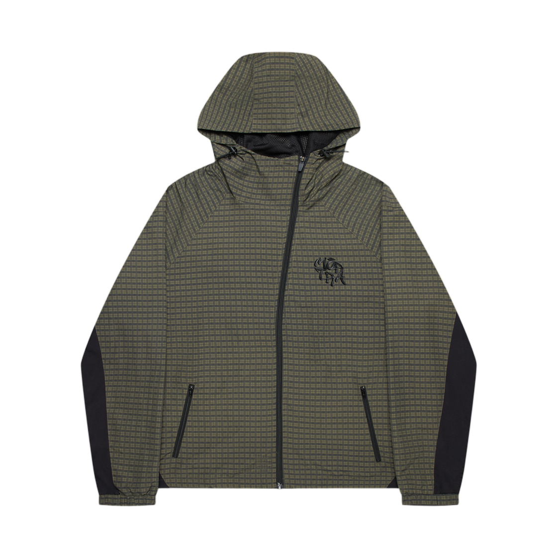 머트라 아심메트리컬 플래드 소프트쉘 그린(Mertra Asymmetrical Plaid Softshell Green)