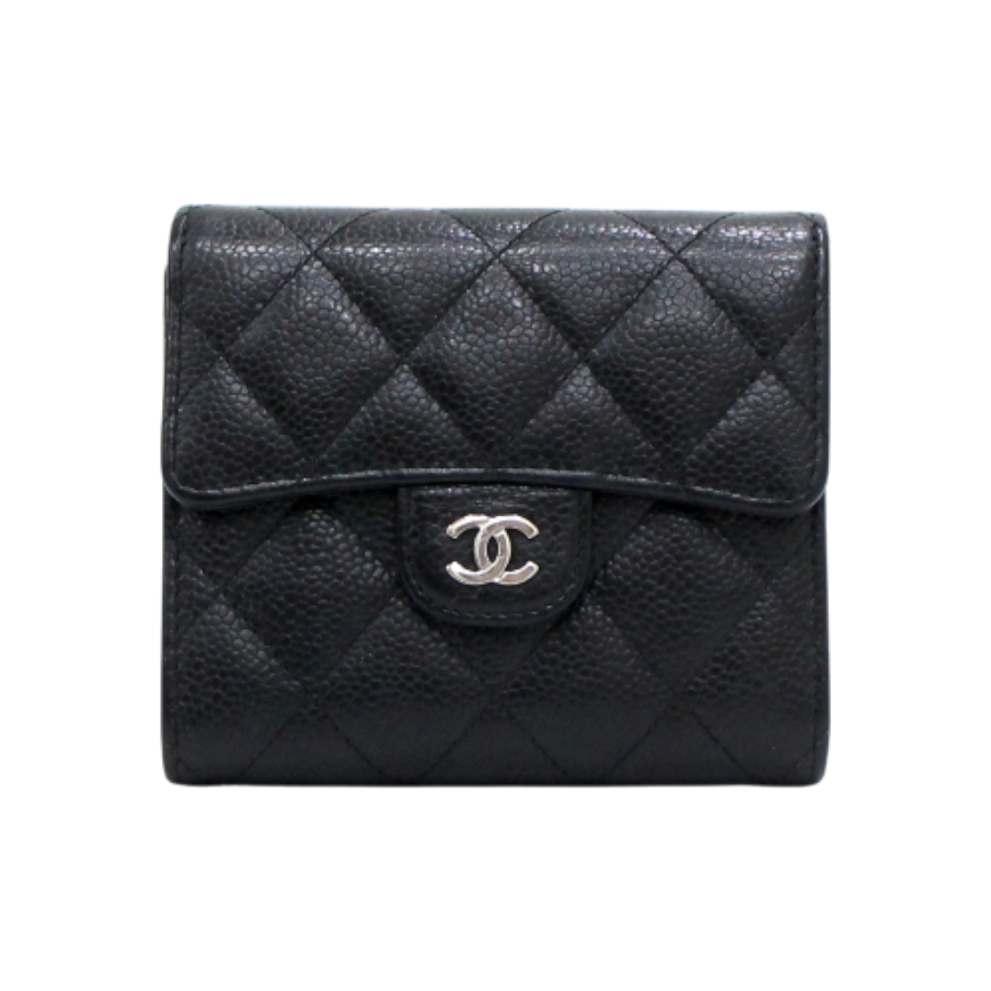 IT27J7WOPR9M Chanel AP0231 Black Caviar Classic Small Flap Silver CC Women's Wallet