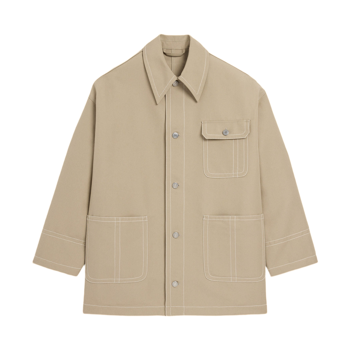 아미 베이지 코튼 워커 자켓 토프 베이지(AMI Beige Cotton Worker Jacket Taupe Beige) - 1