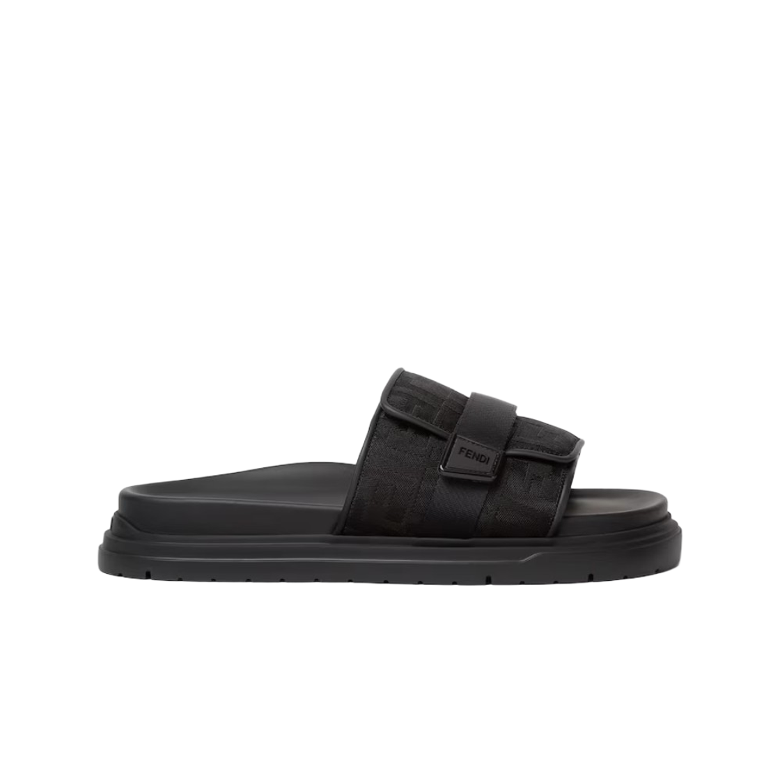 펜디 레더 FF 나일론 청키 슬라이드 블랙(Fendi Chunky Slides in Leather FF Nylon Black)