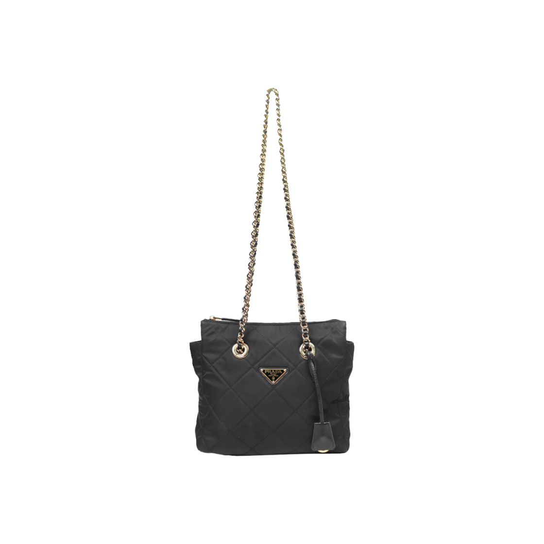 ITESS6GURUCE Prada Black Re-Nylon Chain Shoulder Bag C-A46785
