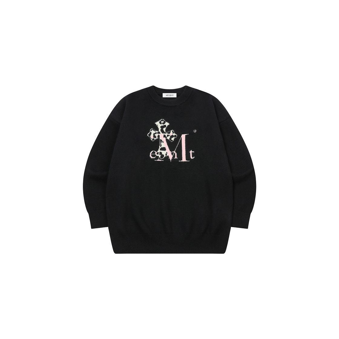 P0000BKR MUCENT Sahara Leopard Cross Knit Unisex Black - Leopard Ivory