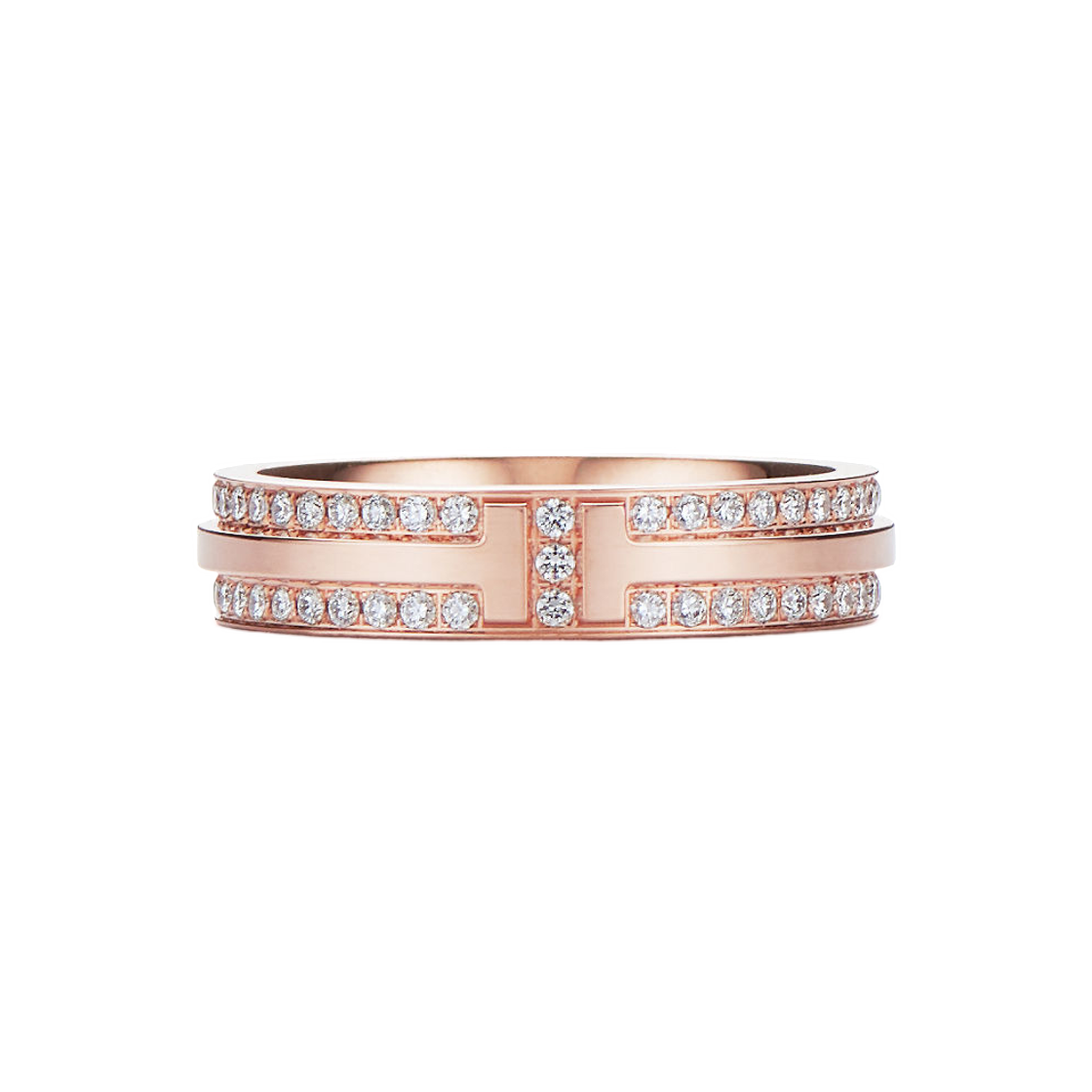 60151485 Tiffany & Co. Tiffany T Narrow Pave Diamond Ring 18K Rose Gold