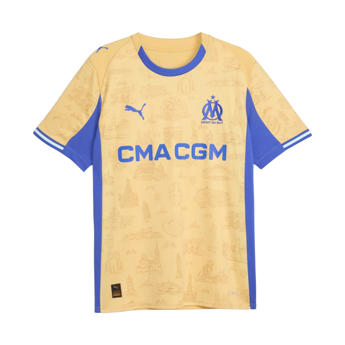 713618-04 Puma Olympique de Marseille Special Edition Jersey Light Gold Royal Sapphire (Non Marking Ver.)
