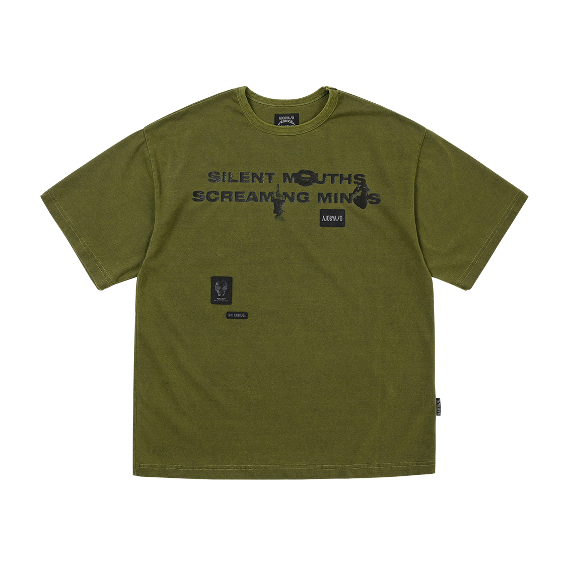 아조바이아조 SMSM 슬로건 티셔츠 카키(AJOBYAJO SMSM Slogan T-Shirt Khaki) - 1