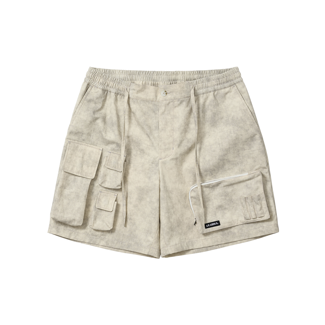 아조바이아조 프린티드 타이다이 카고 쇼츠 아이보리(AJOBYAJO Printed Tie-Dye Cargo Shorts Ivory)