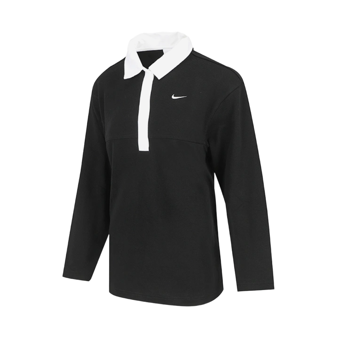 IF0358-010 (W) Nike NSW Oversized Long Sleeve Polo Black White (IF0358-010)