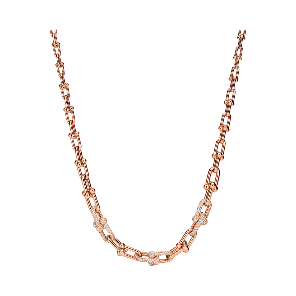 68692482 Tiffany & Co. Tiffany HardWear Graduated Link Necklace 18K 18K Rose Gold Pave Diamonds