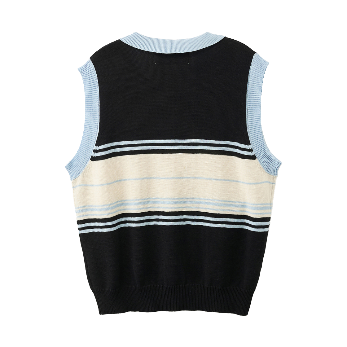 세터 오픈 칼라 니트 베스트 블랙(SATUR Open Collar Knit Vest Black) - 2