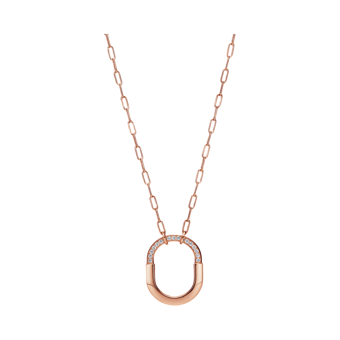 72342143 Tiffany & Co. Tiffany Lock Pendant 18K Rose Gold with Diamonds Medium