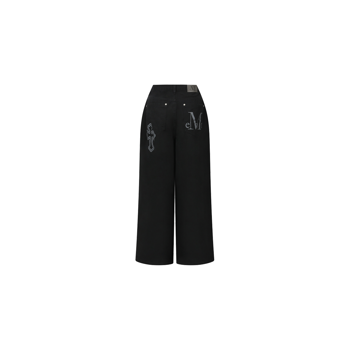 무센트 허슬 크로스 리벳 벌룬핏 데님 팬츠 블랙(MUCENT Hustle Cross Rivet Balloon Fit Denim Pants Black) - 2