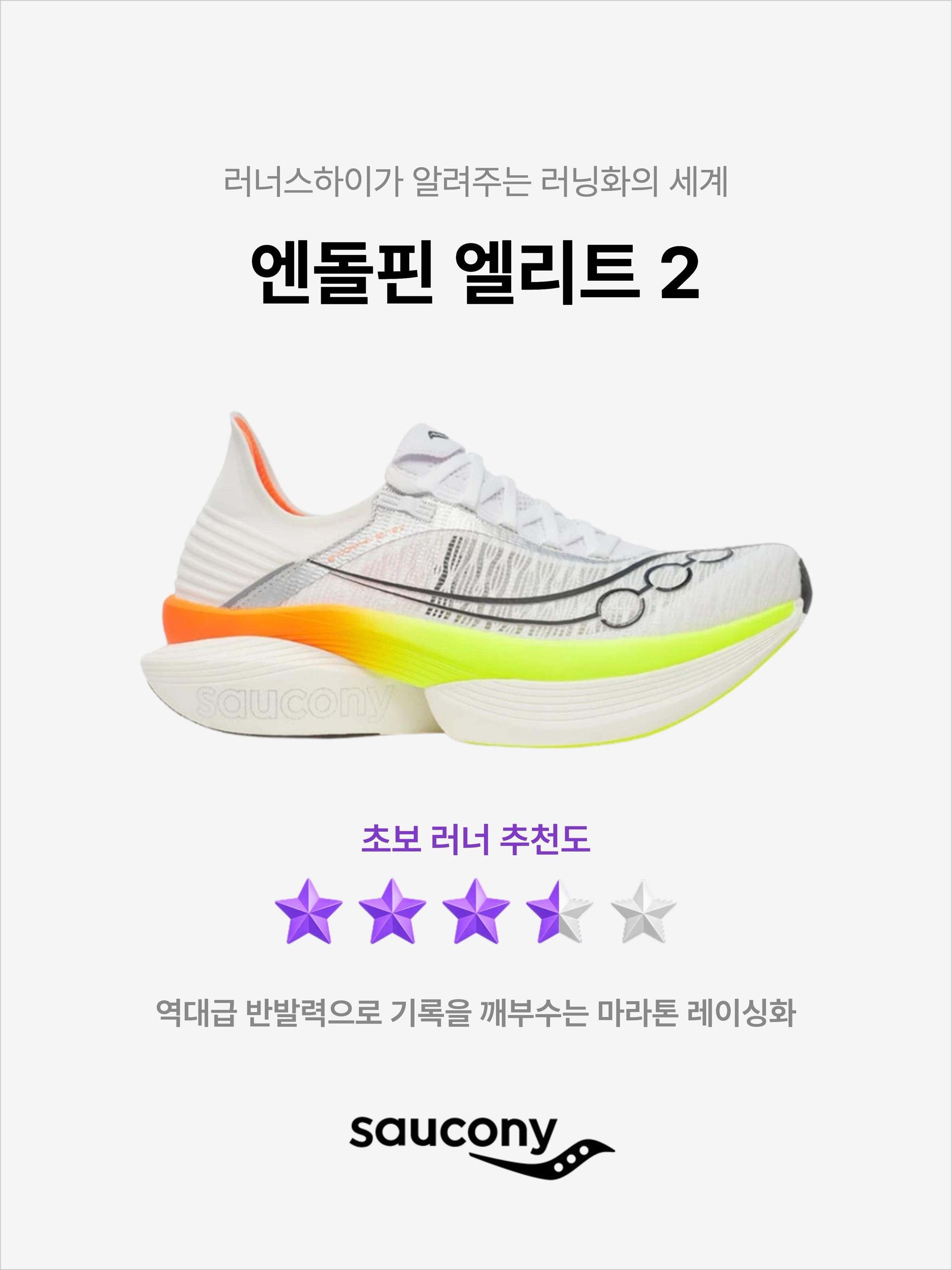 Saucony Endorphin Elite 2 Winter Sunrise, Saucony Endorphin Elite 2 White Peel 착용 스타일 - 1