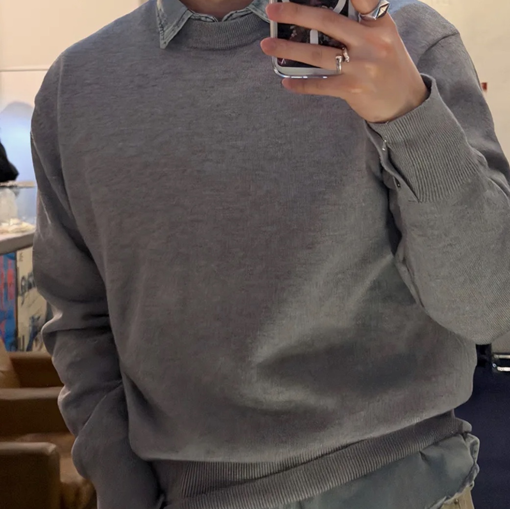 Millo Archive Crop Silhouette Knit Melange Gray 착용 스타일