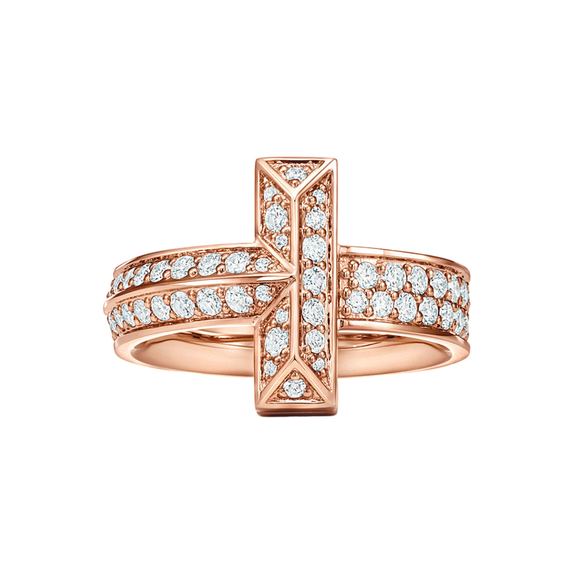 티파니 앤 코 T T1 링 18K 로즈 골드 다이아몬드(Tiffany & Co. Tiffany T T1 Ring 18K Rose Gold with Diamonds) - 1