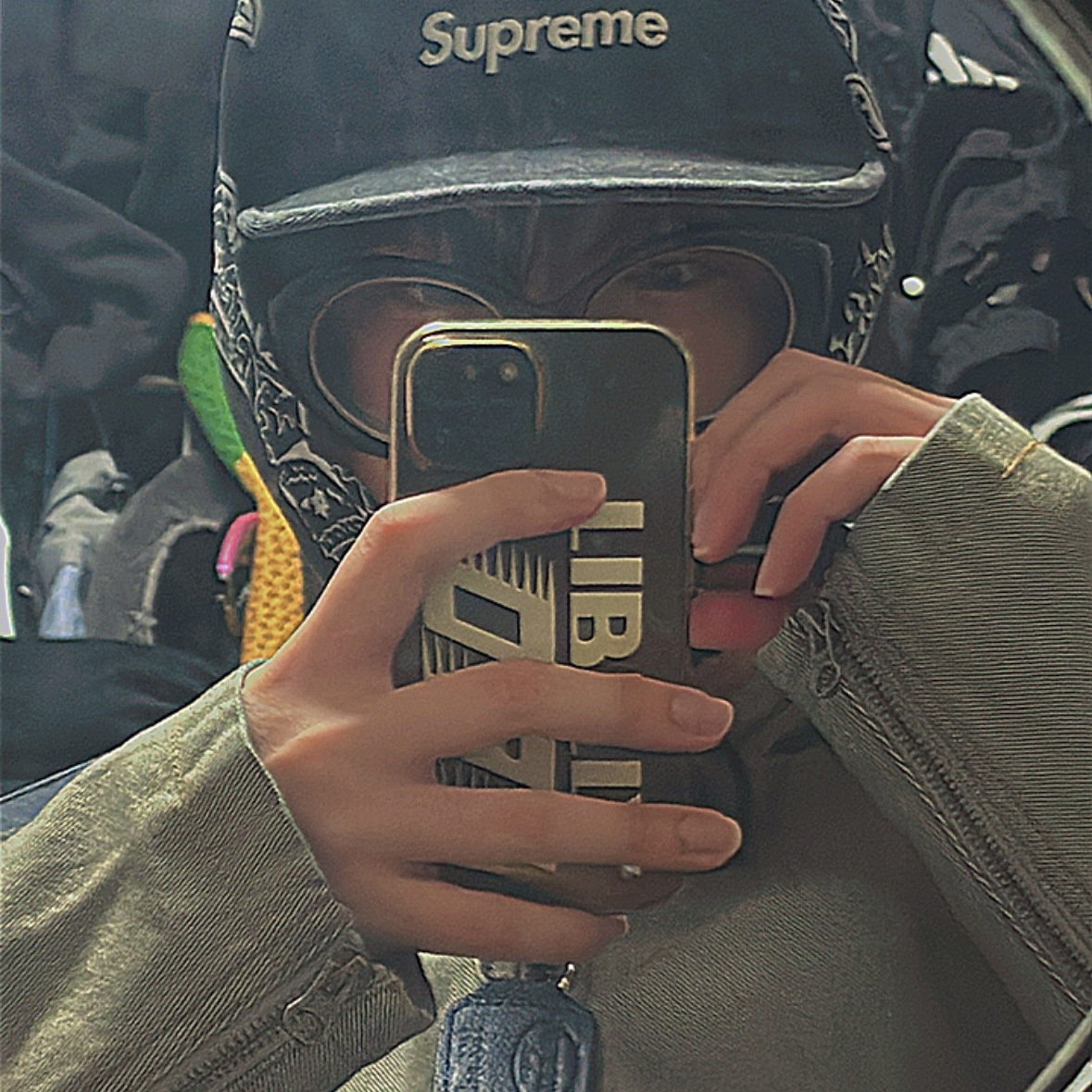 Supreme x Vanson Leathers Cordura Cotton Jacket Denim - 25SS, Supreme Denim Camp Cap Black - 24SS 착용 스타일 - 1