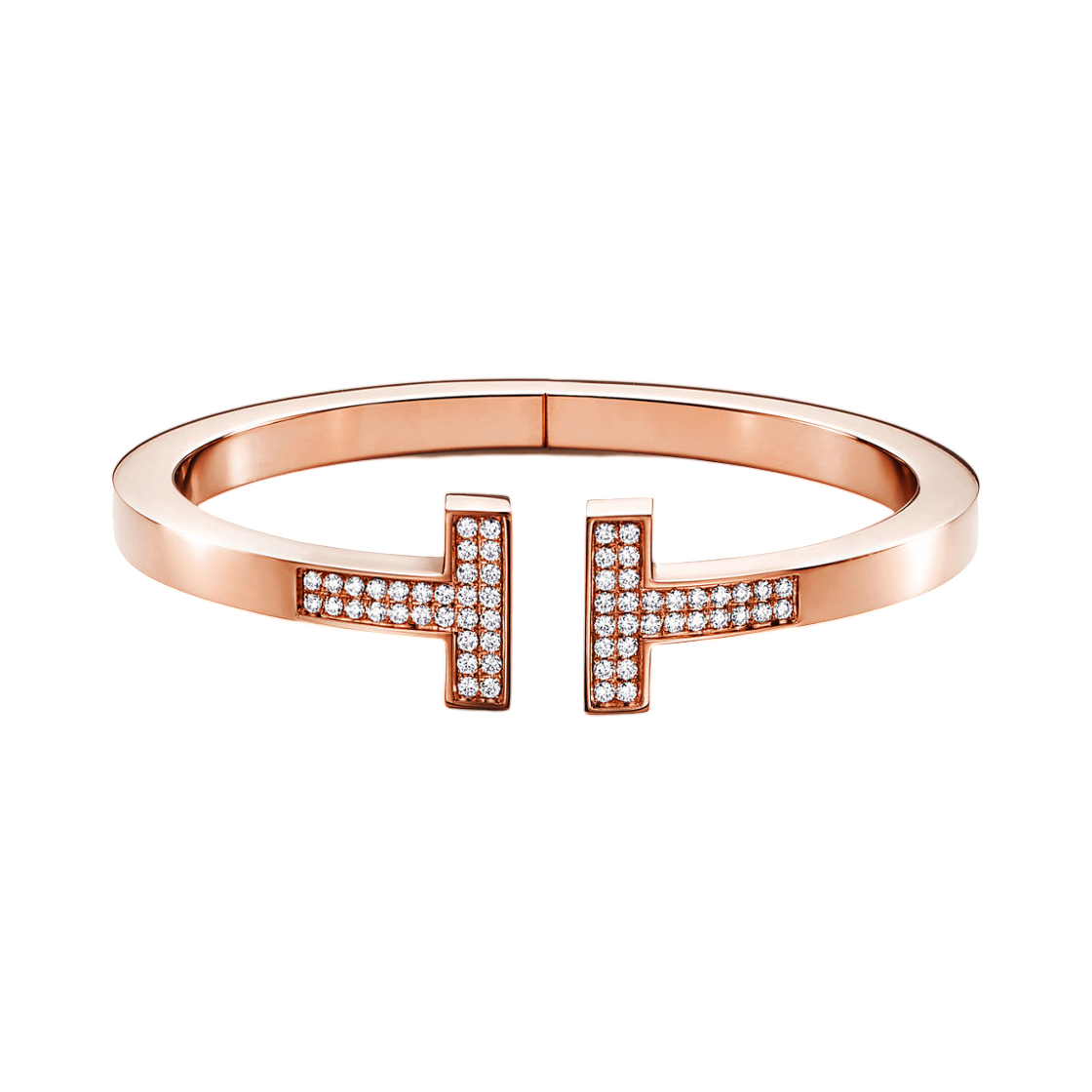 티파니 앤 코 T 파베 다이아몬드 스퀘어 브레이슬릿 18K 로즈 골드(Tiffany & Co. Tiffany T Pave Diamond Square Bracelet 18K Rose Gold) - 1