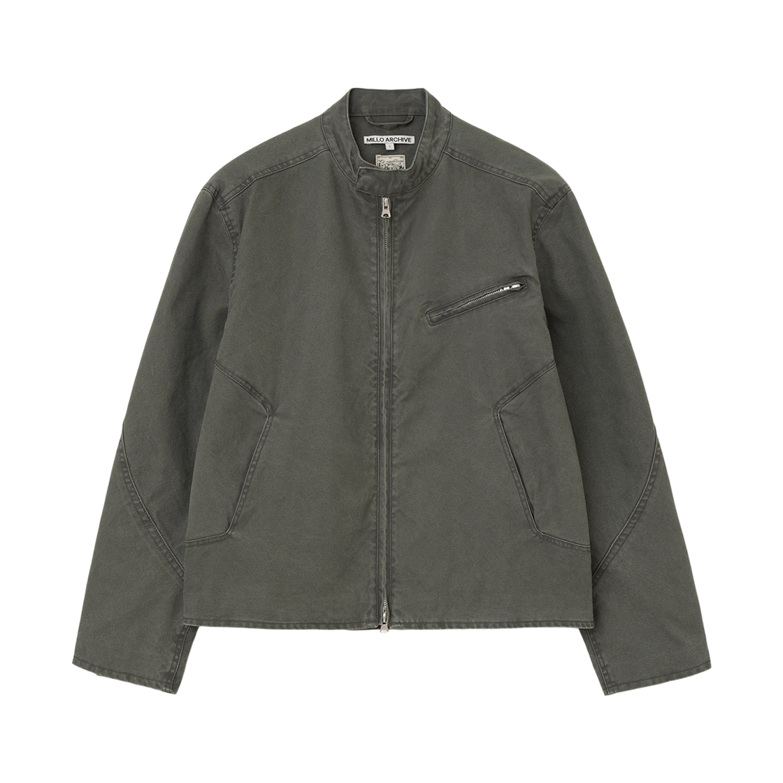 밀로 아카이브 빈티지 코튼 카페 레이서 자켓 워시드 카키(Millo Archive Vintage Cotton Cafe Racer Jacket Washed Khaki)