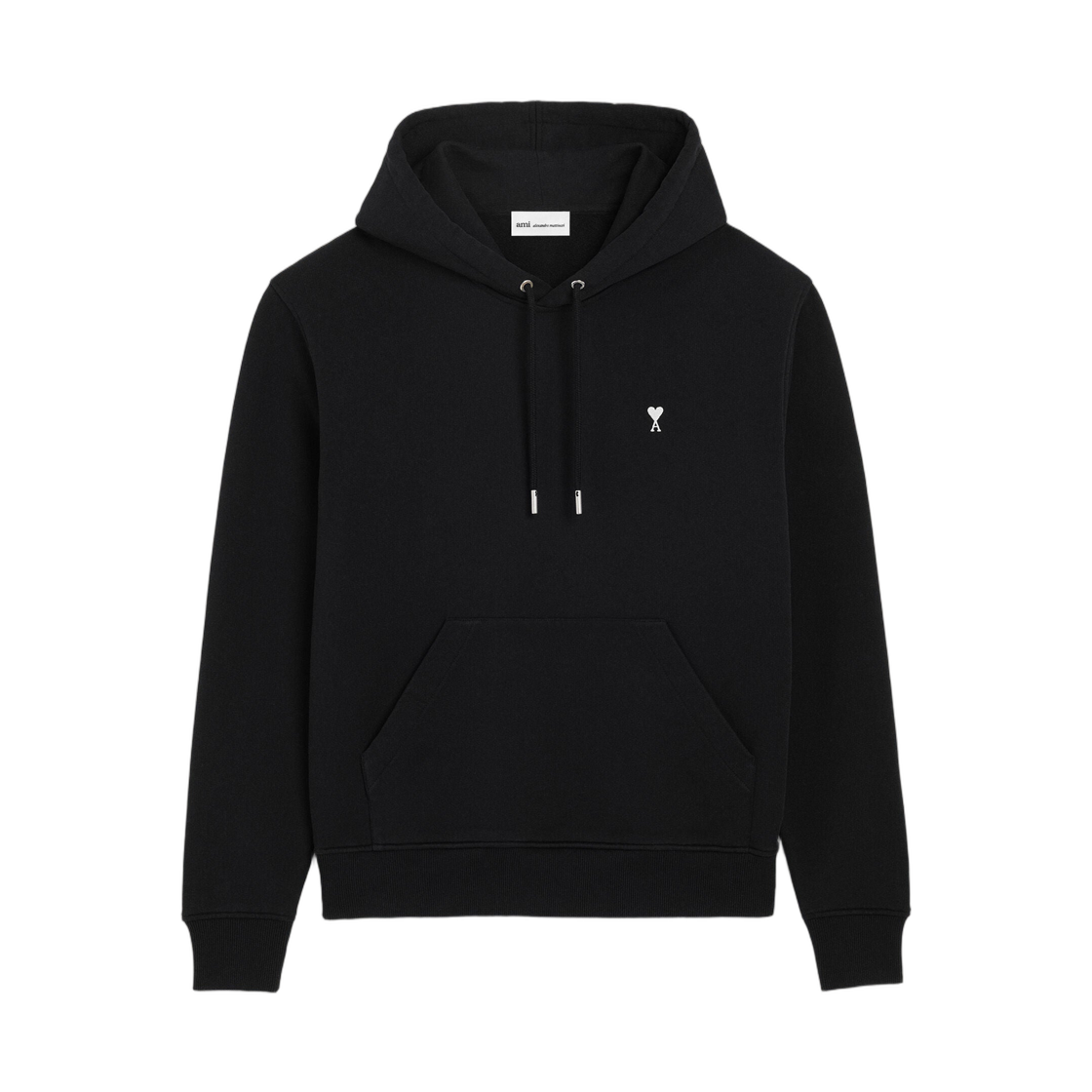 아미 블랙 코튼 아미 드 하트 후드 블랙 화이트 크림(AMI Black Cotton Ami De Coeur Hoodie Black White Cream)
