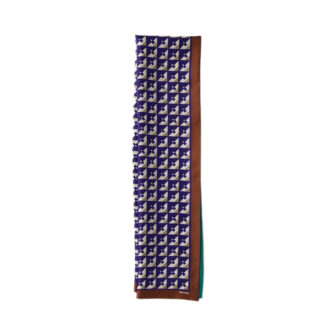 5FF065-2IG3-F0NNV Miu Miu Printed Silk Scarf Tobacco Ink