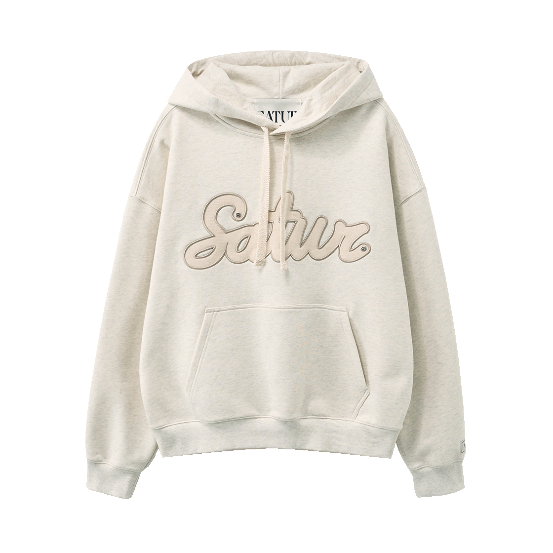 SA261UTH01OML0 SATUR Lugo Denim Patch Hoodie Oatmeal
