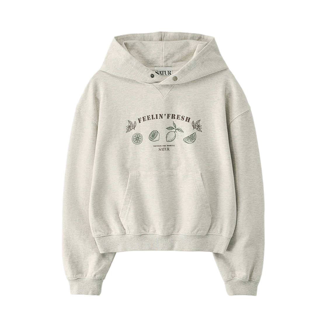 SA261WTH03OML0 SATUR W Citron Drawing Crop Hoodie Oatmeal