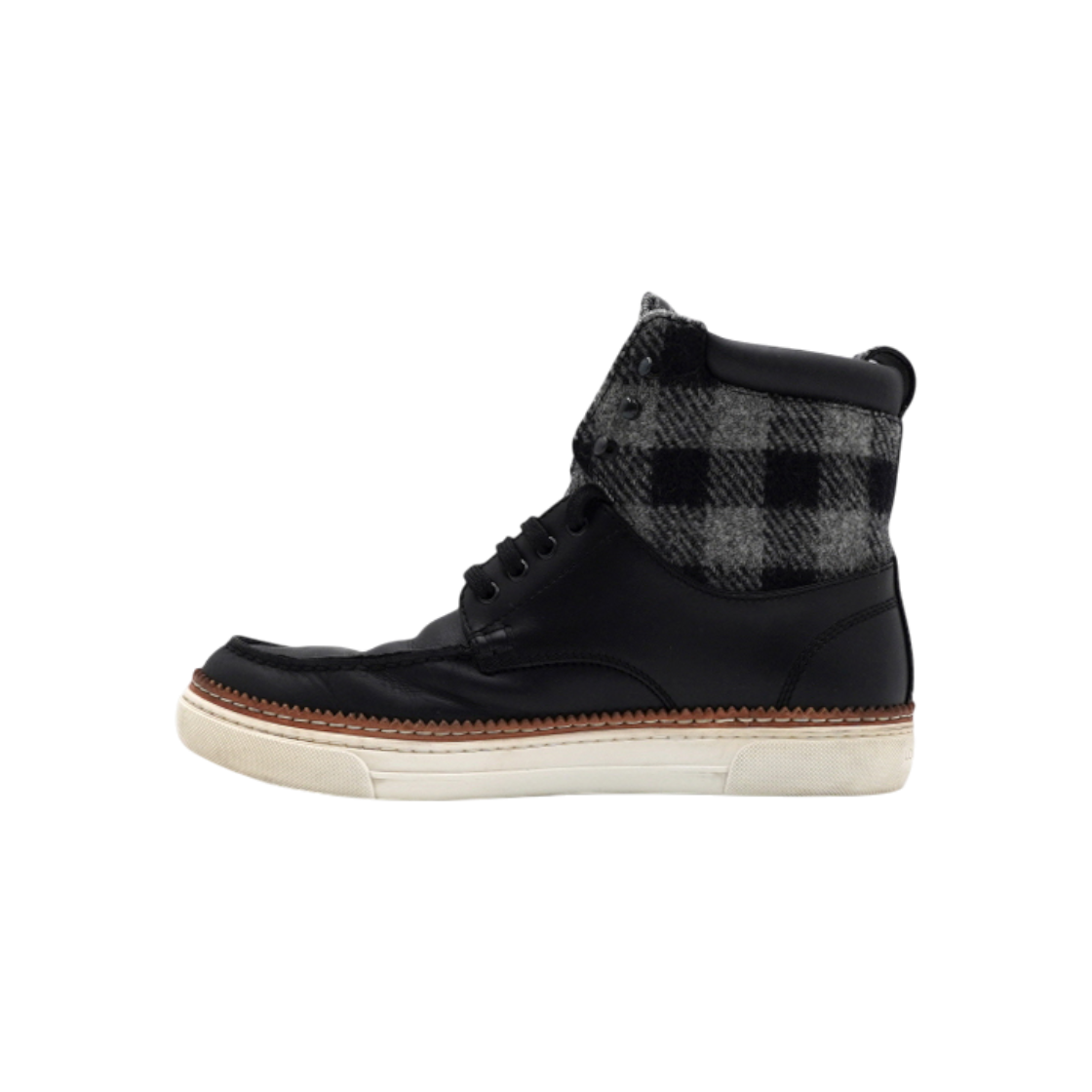 루이비통 블랙 레더 울 다미에 패턴 하이탑 남성 스니커즈aa59763(Louis Vuitton Black Leather Wool Damier Pattern High-Top Sneakers)