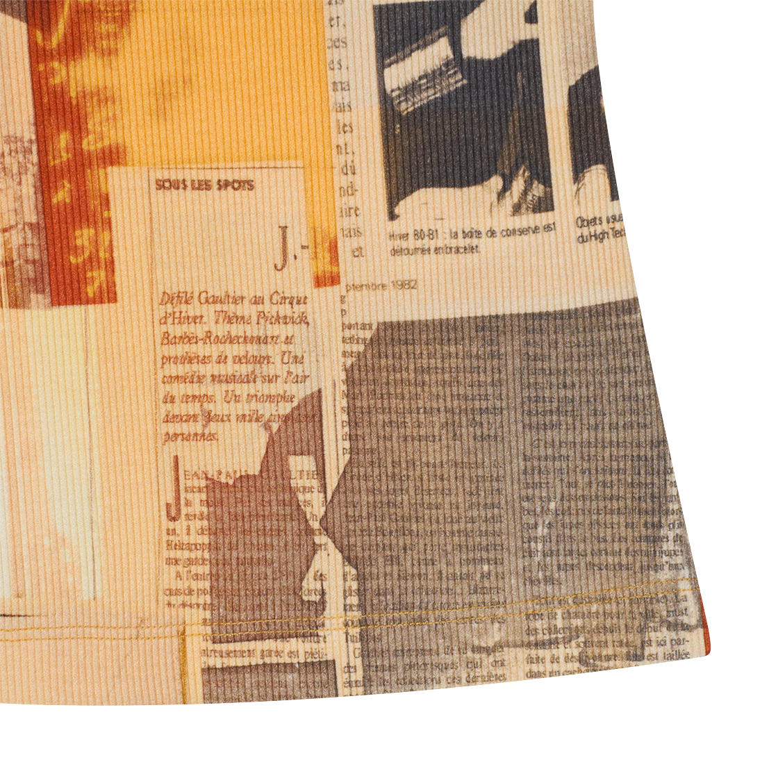 장 폴 고티에 우먼 코튼 리브드 탱크 탑 프린티드 "Journal" 에크루 - 26SS(Jean Paul Gaultier Women Cotton Ribbed Tank Top Printed "Journal" Ecru - 26SS) - 6