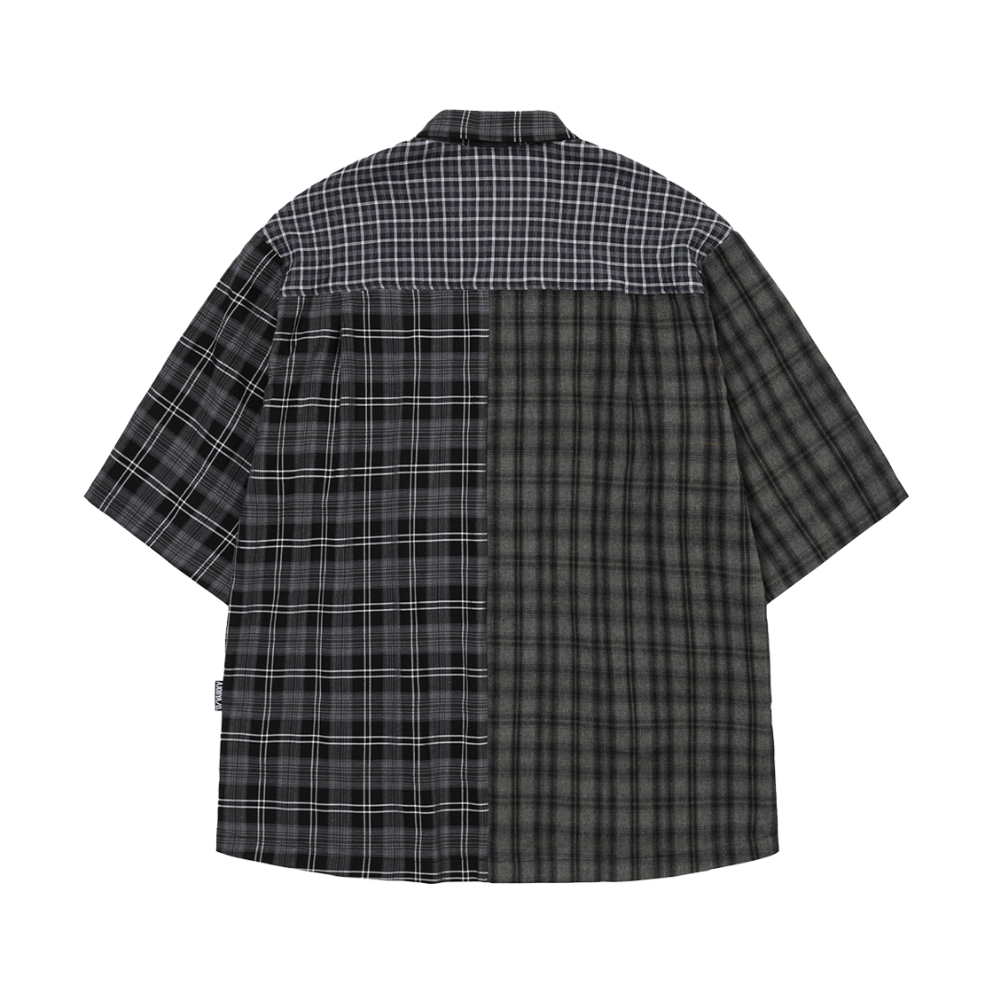 아조바이아조 체크 믹스드 숏 슬리브 셔츠 블랙(AJOBYAJO Check Mixed Short Sleeve Shirt Black) - 2
