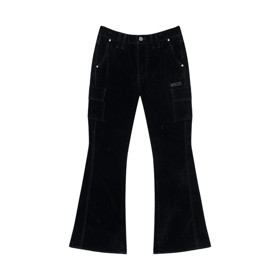 (W) 애즈온 오닉스 벨벳 부츠컷 팬츠 블랙((W) Ason Onyx Velvet Bootcut Pants Black) - 1