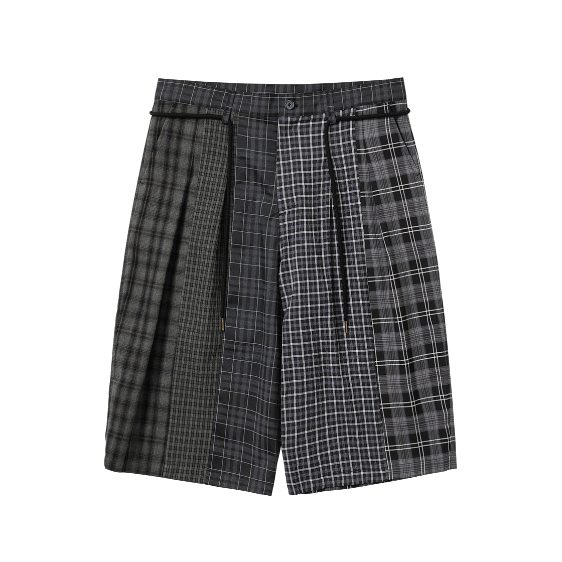 아조바이아조 체크 믹스드 버뮤다 팬츠 블랙(AJOBYAJO Check Mixed Bermuda Pants Black) - 1