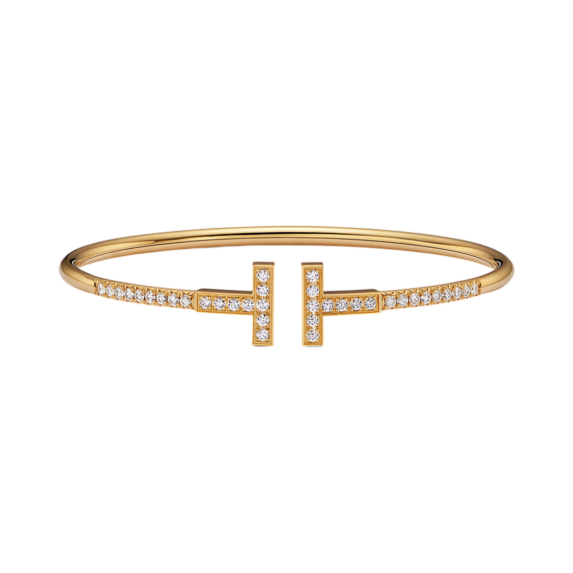 티파니 앤 코 T 파베 다이아몬드 와이어 뱅글 18K 옐로우 골드(Tiffany & Co. Tiffany T Pave Diamond Wire Bangle 18K Yellow Gold)