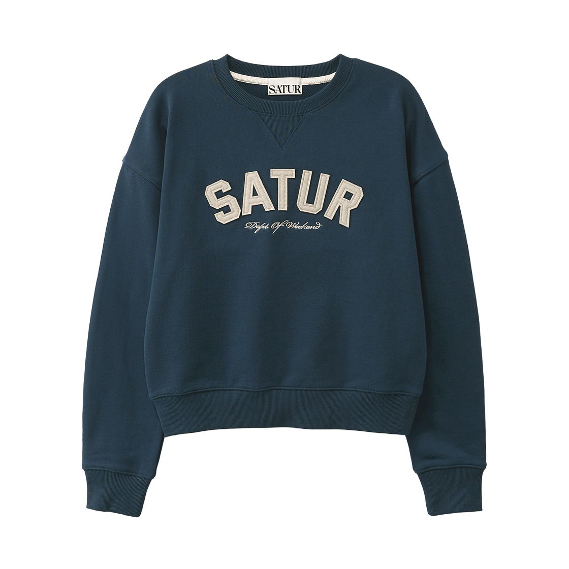 SA261WTM03NVY0 SATUR W Lugo Basic Crop Sweatshirt Navy