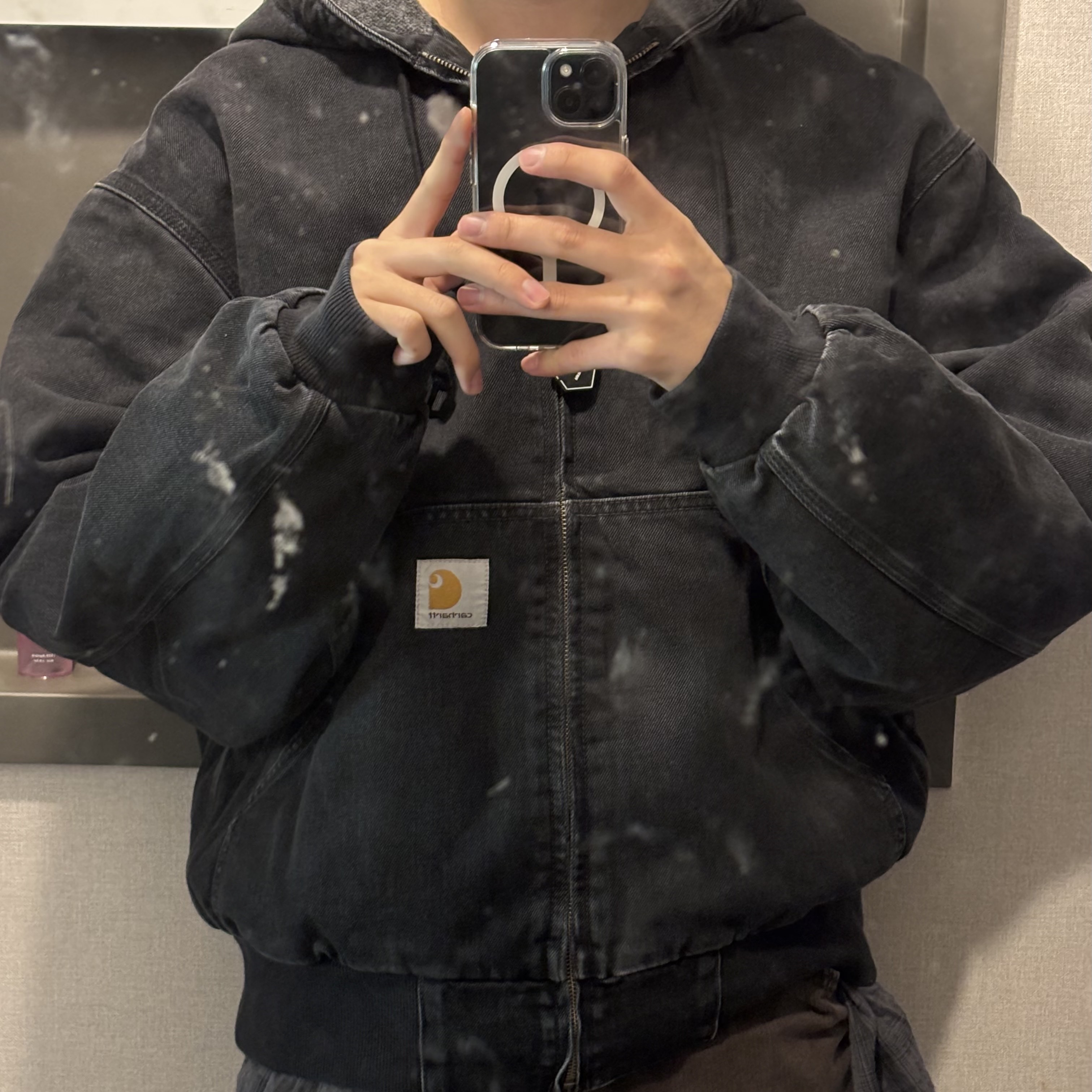 Carhartt WIP Maitland Denim OG Active Jacket Black Stone Washed 착용 스타일