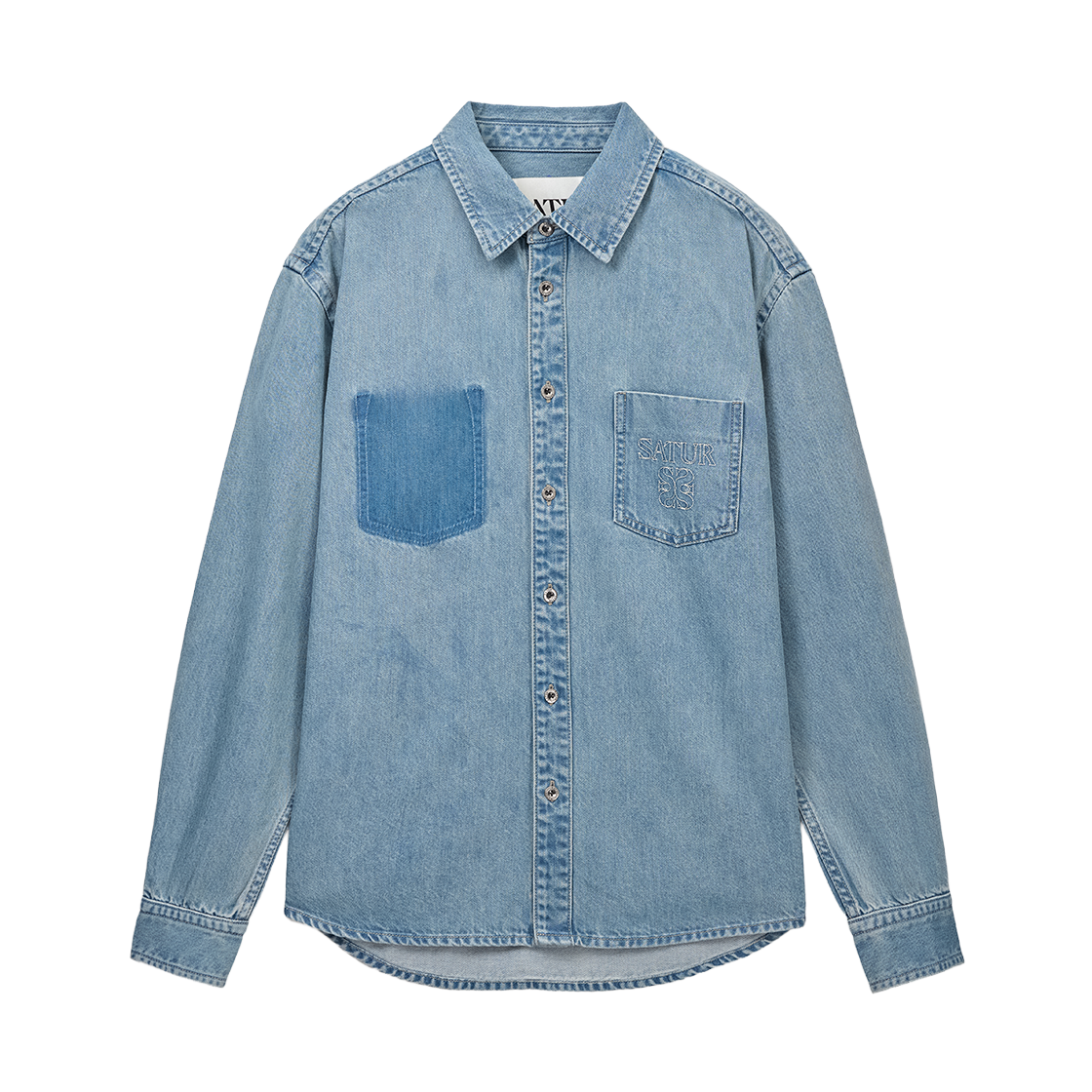 SA261UDH01BLE0 SATUR Washed Denim Shirt Blue