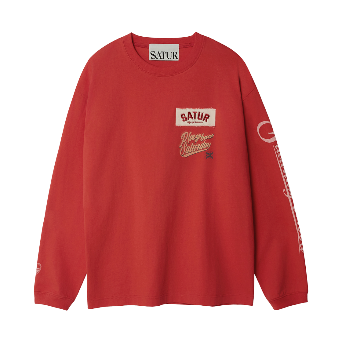 SA261ULS03RED0 SATUR 90s Playback Long Sleeve Red