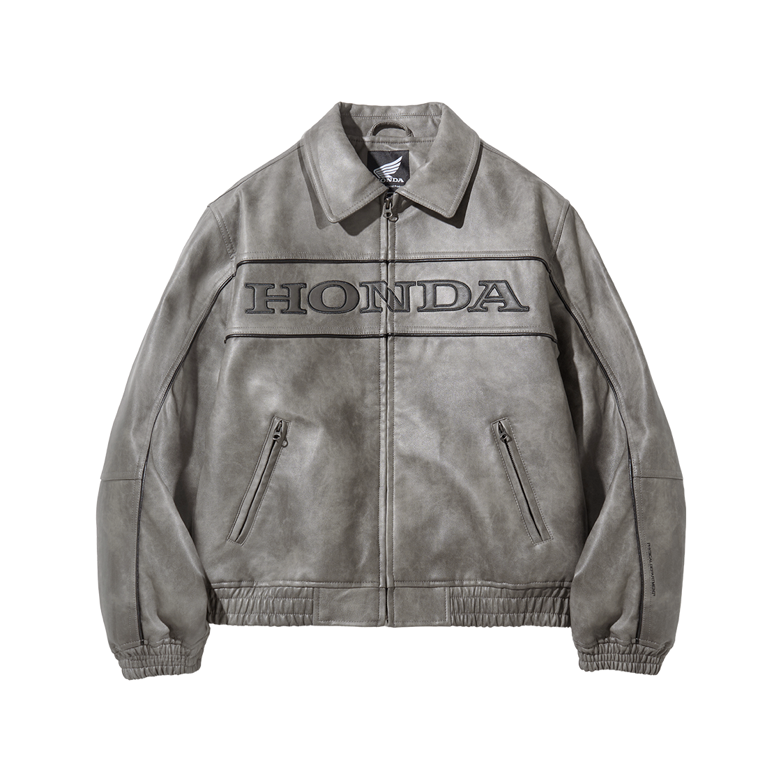 HGS1LE302SGR Honda Engineered Leather Piping Motorcycle Jacket Gray