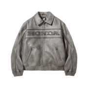 Honda Engineered Leather Piping Motorcycle Jacket Gray