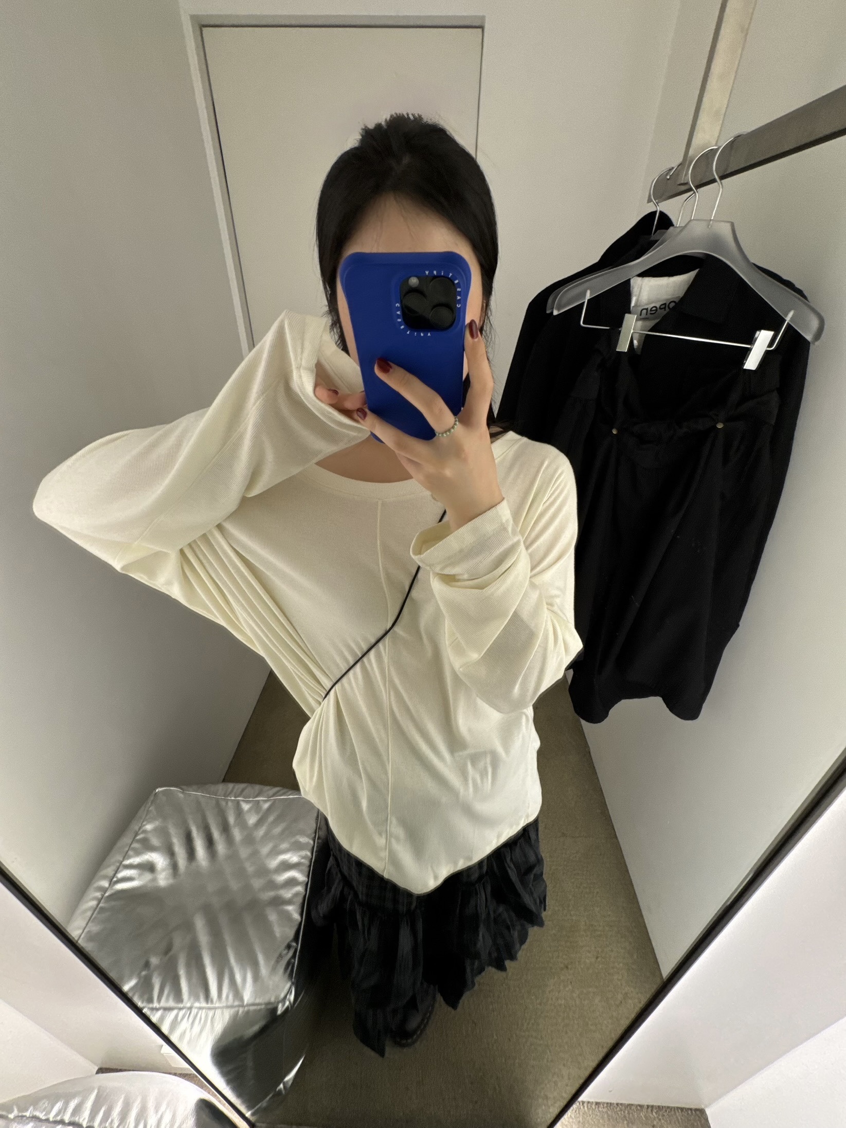 (W) Open Yy Rolled Waist Tiered Midi Skirt Black, Dr. Martens 1460 Smooth Boots Black 착용 스타일
