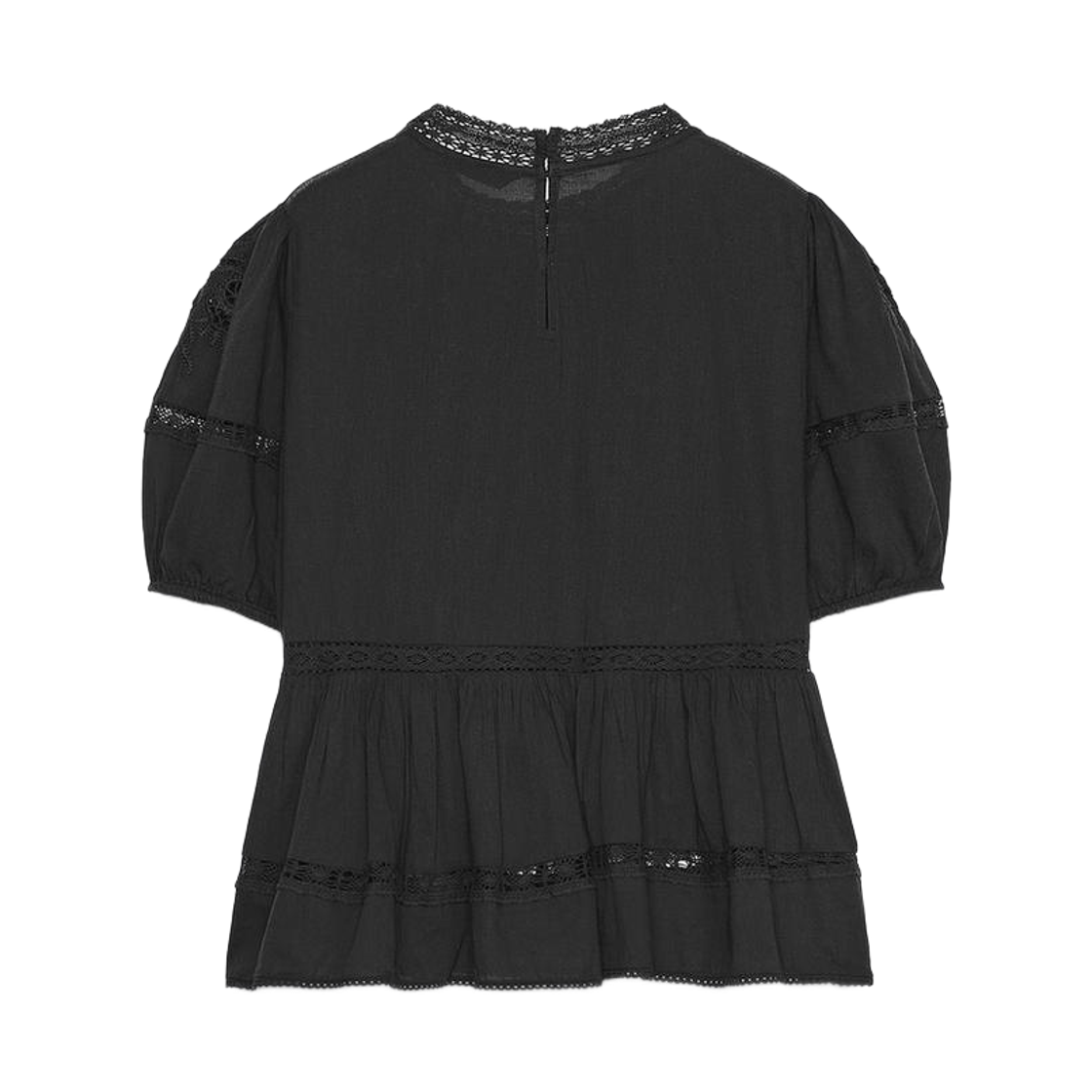 (W) 자라 ZW 컬렉션 로맨틱 자수 블라우스 블랙((W) Zara ZW Collection Romantic Embroidered Blouse Black) - 2
