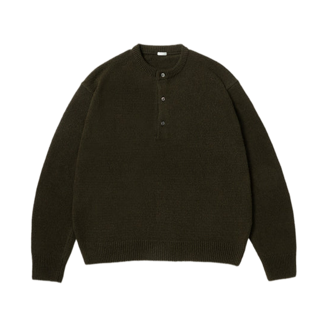 아프레쎄 워시드 실크 넵 헨리 넥 스웨터 올리브 - 26SS(A.Presse Washed Silk Nep Henry Neck Sweater Olive - 26SS) - 1